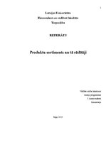 Referāts 'Produktu sortiments un tā rādītāji', 1.