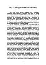 Eseja 'Vai NATO spēj garantēt Latvijas drošību?', 1.