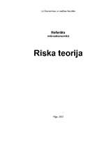 Referāts 'Riska teorija', 1.