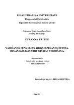 Konspekts 'Vadīšanas funkcijas. Organizēšanas būtība. Organizācijas struktūras veidošana', 1.