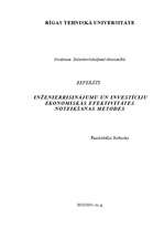 Referāts 'Inženierrisinājumu un investīciju ekonomiskās efektivitātes noteikšanas metodes', 1.