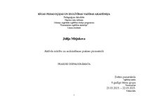 Prakses atskaite 'Aktīvā mācību un audzināšanas prakse pirmsskolā', 1.