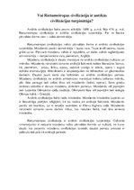 Eseja 'Vai Rietumeiropas civilizācija ir antīkās civilizācijas turpinātāja?', 1.