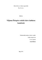 Referāts 'Viljama Šekspīra radošā dzīve kultūras kontekstā', 1.