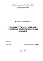 Referāts 'Nodarbinātības un bezdarba problēmu reģionālie aspekti Latvijā', 1.