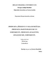 Konspekts 'Produkta jēdziens un klasifikācija. Produkta raksturlielumi un sortiments', 1.