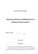 Diplomdarbs 'Adopcijas procesa nodrošināšanas tiesiskais regulējums', 1.