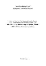 Konspekts 'CNC darbagaldu programmatūru lietošana koka detaļu izgatavošanai', 1.