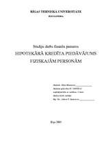 Referāts 'Hipotekārā kredīta piedāvājums fiziskajām personām', 1.