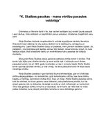 Eseja 'Kārļa Skalbes pasakas - manu vērtību pasaules veidotāja', 1.
