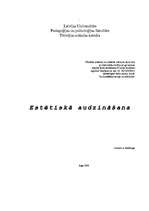 Referāts 'Estētiskā audzināšana', 1.