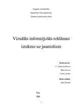 Referāts 'Vizuālās, informējošās reklāmas ietekme uz jauniešiem', 1.