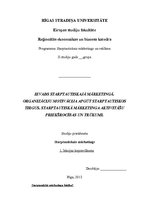 Konspekts 'Organizāciju motivācija starptautiskā tirgus apgūšanā. Starptautiskā mārketinga ', 1.