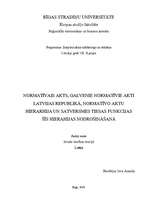 Eseja 'Normatīvais akts. Galvenie normatīvie akti Latvijas Republikā, to hierarhija', 1.
