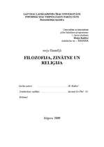 Referāts 'Filosofija, zinātne un reliģija', 1.
