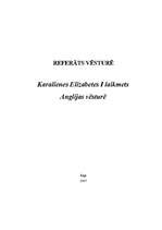 Referāts 'Karalienes Elizabetes I laikmets Anglijas vēsturē', 1.
