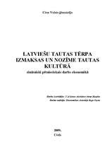 Referāts 'Latviešu tautas tērpa izmaksas un nozīme tautas kultūrā', 1.
