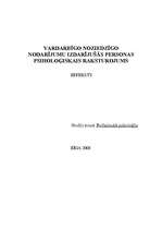 Referāts 'Vardarbīgo noziedzīgo nodarījumu izdarījušās personas psiholoģiskais raksturojum', 1.