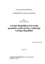 Konspekts 'Latvijas Republikas Satversmē garantēto sociālo tiesību realizācija Latvijas Rep', 1.