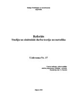Referāts 'Studiju un zinātnisko darbu teorija un metodika', 1.