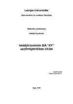Referāts 'Iekšējā kontrole SIA "XY" uzņēmējdarbības ciklos', 1.