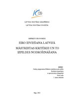Referāts 'Eiro ieviešana Latvijā, Māstrihtas kritēriji un to izpildes nodrošināšana', 1.