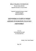 Konspekts 'Ekonomikas starptautiskie aspekti. Integrācija pasaules ekonomikā', 1.