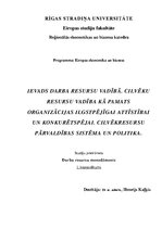 Konspekts 'Cilvēku resursu vadība kā pamats organizācijas ilgtspējīgai attīstībai un konkur', 1.