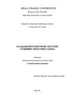 Eseja 'Saskarsmes partneru kultūru atšķirību izpausmes saziņā ', 1.
