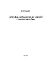Referāts 'Uzņēmējdarbības riski, to veidi un pārvaldes iespējas', 1.