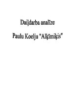 Referāts 'Daiļdarba analīze - Paulu Koelju "Alķīmiķis"', 1.