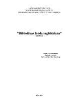 Referāts 'Bibliotēkas fonda saglabāšana', 1.