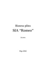 Biznesa plāns 'Biznesa plāns SIA “Romeo”', 1.