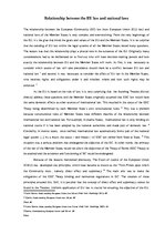 Eseja 'The Relationship between the European Union Law and National Laws', 1.