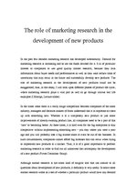 Referāts 'The Role of Marketing Research in the Development of Products', 1.