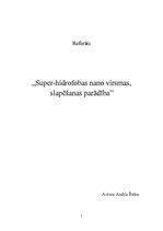Konspekts 'Superhidrofobas nano virsmas, slapēšanas parādība', 1.