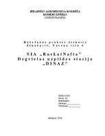 Prakses atskaite 'Kvalifikācijas prakses atskaite uzņēmējdarbībā DUS "Dinaz"', 1.