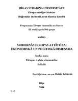 Konspekts 'Modernās Eiropas attīstība: ekonomiskā un politiskā dimensija', 1.