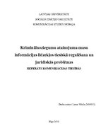 Referāts 'Kriminālnoziegumu atainojuma masu informācijas līdzekļos tiesiskā regulēšana un ', 1.
