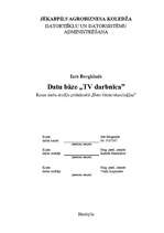 Referāts 'Datu bāze "TV darbnīca"', 1.