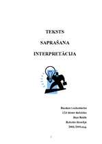 Referāts 'Teksts, saprašana, interpretācija', 1.