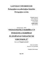 Referāts 'Pedagoģiskā darbība un pedagoga darbības plānošanas nosacījumi vidusskolā', 1.
