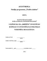 Referāts 'Uzņēmuma SIA "Drēbīte" investīciju iespējas un investēšanas politikas veiksmīga ', 1.