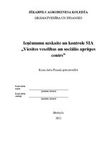 Referāts 'Ieņēmumu uzskaite un kontrole SIA "Viesītes veselības un sociālās aprūpes centrs', 1.