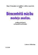 Referāts 'Bērncentrētā mācību modeļa analīze', 1.