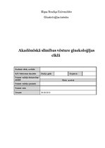 Prakses atskaite 'Slimības vēsture ginekoloģijā', 1.