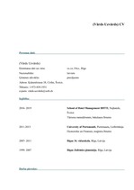 Paraugs 'Gatava Curriculum Vitae latviešu valodā', 1.