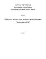 Eseja 'Sabiedrisko attiecību loma satiksmes drošības kampaņā "Atstarotāju policija"', 1.