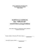 Referāts 'Uzņēmuma rentabilitātes paaugstināšana', 1.