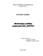 Referāts 'Motivācijas politika uzņēmumā', 1.